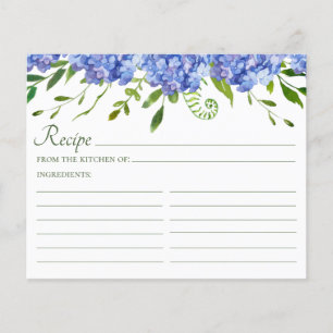 Carte de recette de mariage aux Hortensias Bleus