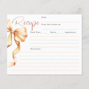 Carte de recette de mariage avec ruban "Elle noue