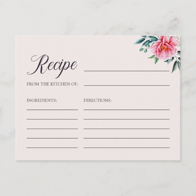 Carte de recette de mariage élégante à l'aquarelle (Devant)