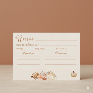 Carte de recette de mariage en terre cuite rustiqu