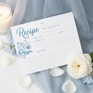Carte de recette de mariage fantaisiste bleu pouss