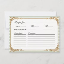 Carte de recette de mariage Vintage Gold Sage rayé