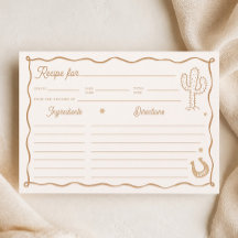 Carte de recette de mariage western dessinée à la