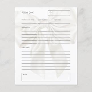 Carte de recette de mariée élégante et simple à th