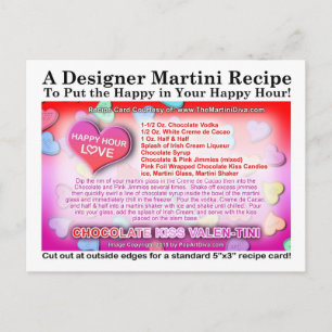 Carte de recette de Martini de la Saint-Valentin a