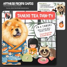 CARTE DE RECETTE DE MUSÉE D'ART TANUKI TEA PAWTY -
