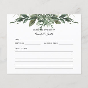 Carte de recette de nom feuille de feuillage