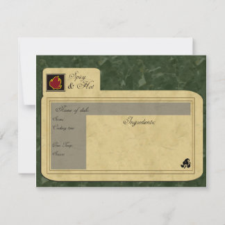 carte de recette de nourriture épicée