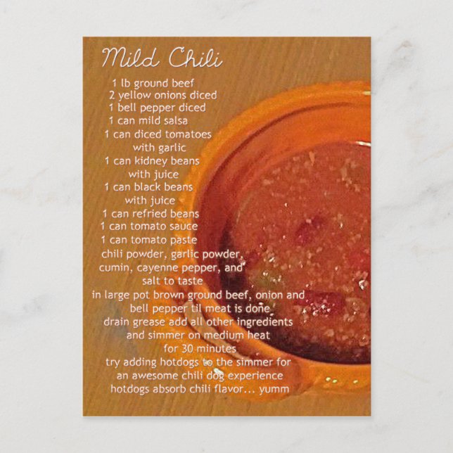 carte de recette de piment doux (Devant)