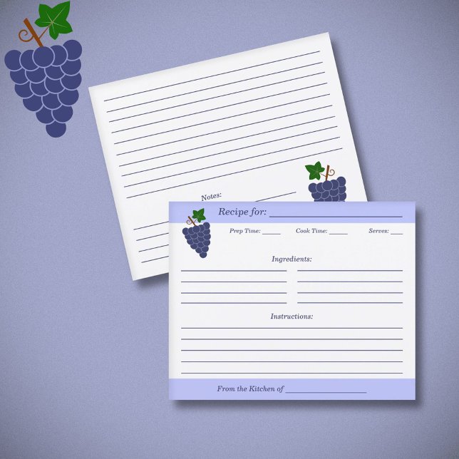 Carte de recette de raisins (Grapes Recipe Card)