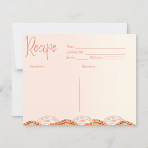 Carte de recette de roulé à la cannelle aquarelle