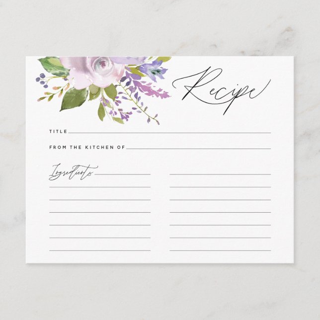 Carte de recette de script de calligraphie de flor (Devant)
