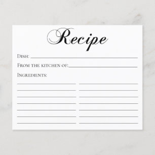 Carte de recette de script élégante