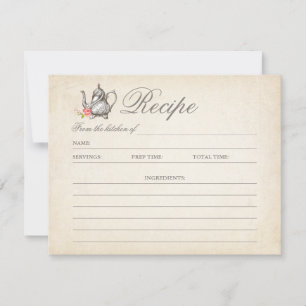 Carte de recette de thé élégante vintage