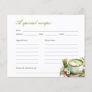 Carte de recette de thé matcha pour enterrement de