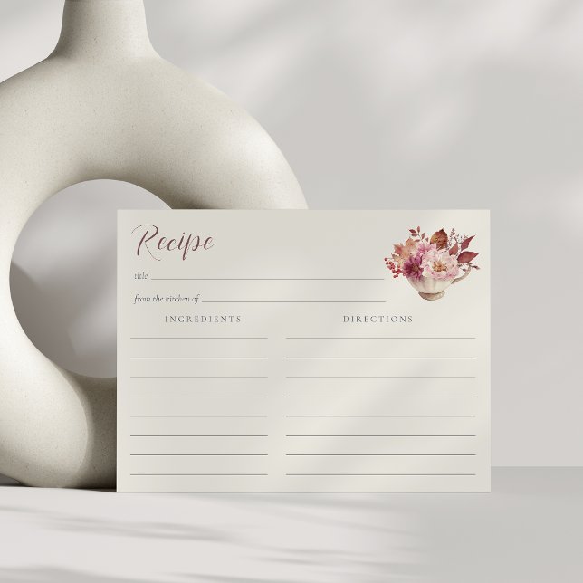Carte de recette de théière florale d'automne pour (Créateur téléchargé)