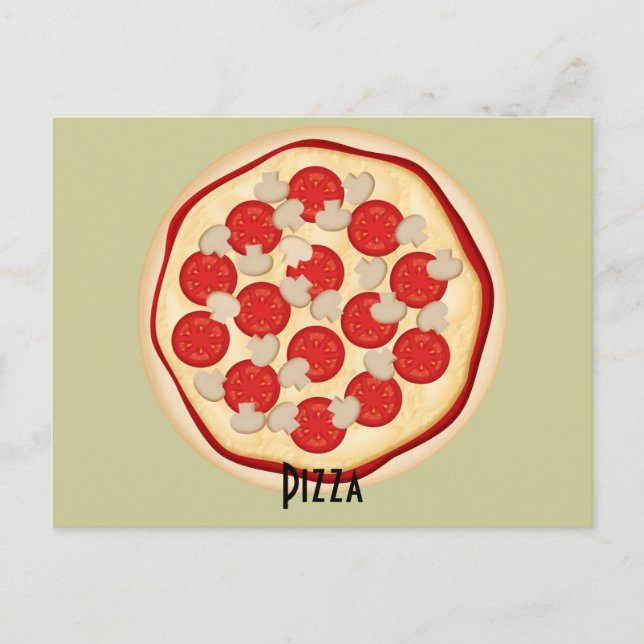Carte de recette de tomates et champignons Pizza (Devant)