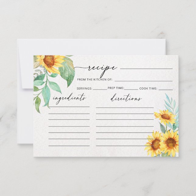 Carte de recette de tournesol minimaliste (Devant)