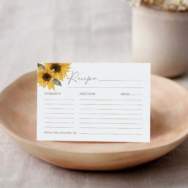 Carte de recette de tournesol SUTTON (Créateur téléchargé)