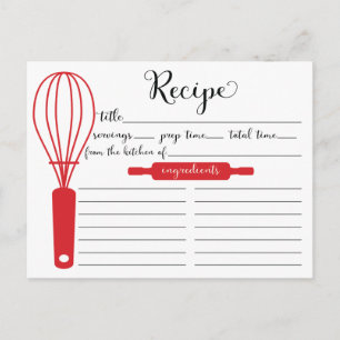 Carte de recette de Whisk rouge Lettré à la main m