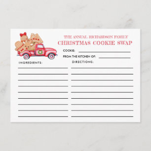 Carte de recette d'échange de cookies de Noël pour