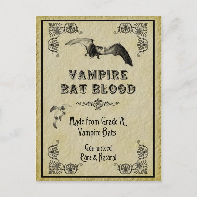 Carte de recette d'Halloween sang de chauve-souris (Devant)
