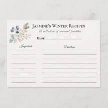 Carte de recette d'hiver – Papeterie de cuisine