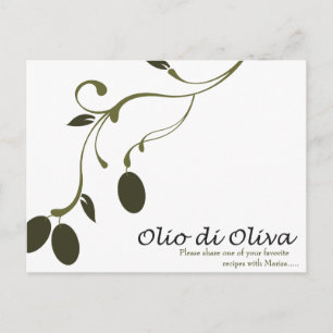 Carte de recette d'huile d'olive