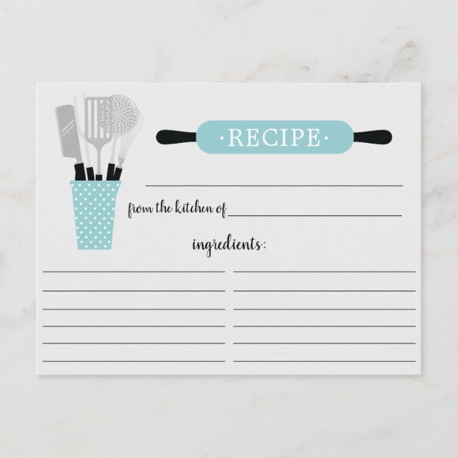 Carte de recette d'outils de cuisine à rouleau tur (Devant)