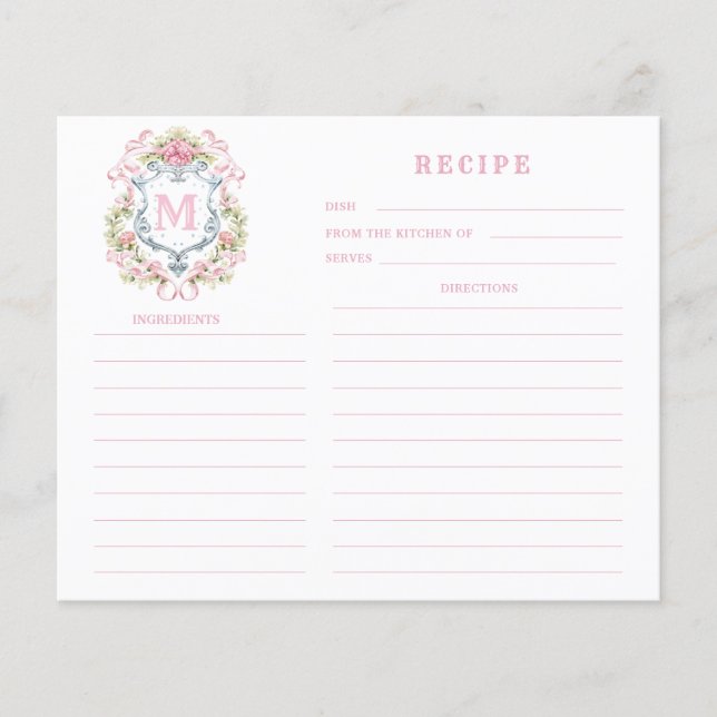 Carte de recette du Monogramme de la crête florale (Devant)