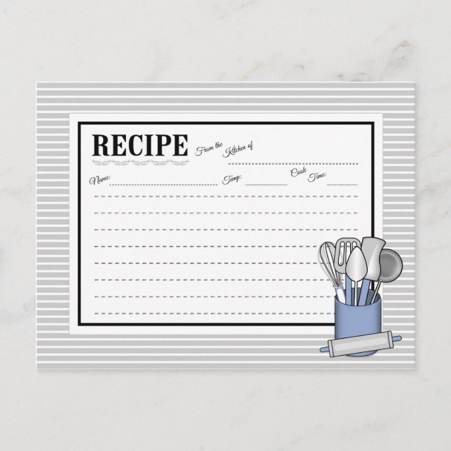 Carte de recette d'ustensile de cuisine bleu Caddy (Devant)