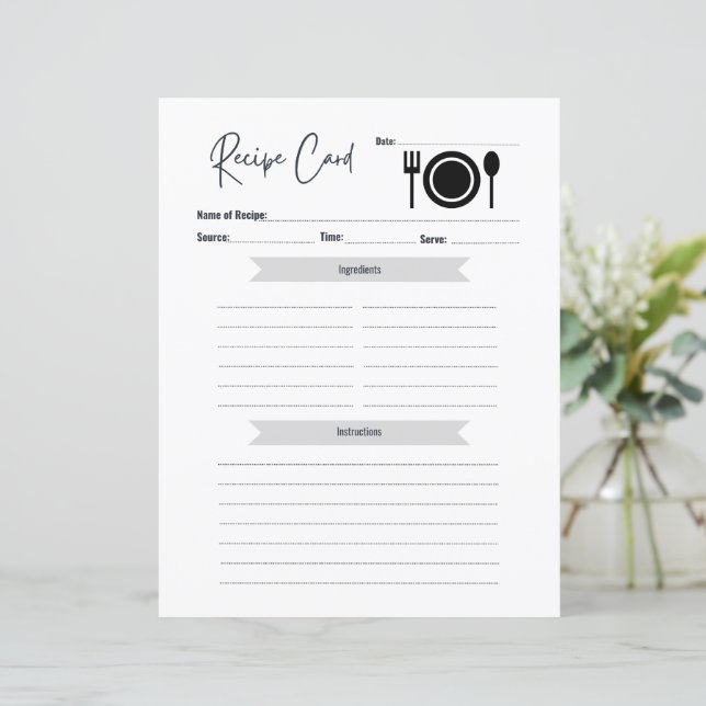 Carte de recette | Écriture vide dans la carte Élé (Debout devant)
