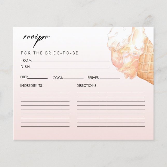 Carte de recette élégante Fête des mariées crème g (Devant)