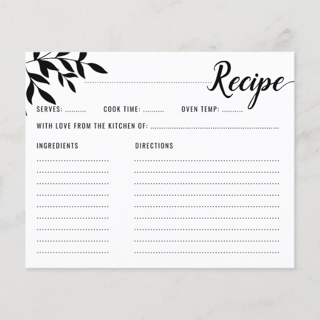 Carte de recette Elégante Fête des mariées de remp (Devant)