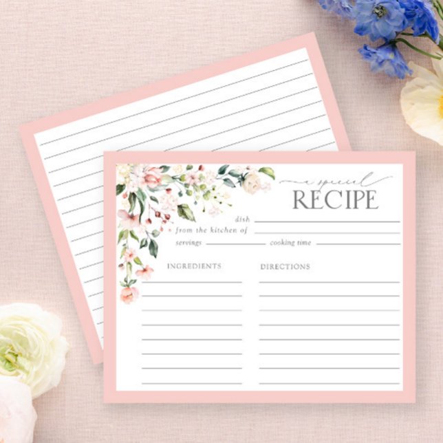 Carte de recette élégante Fête des mariées florale (Créateur téléchargé)