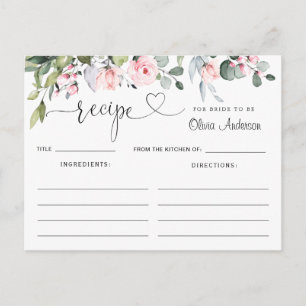 Carte de recette Eucalyptus Blush Rose Fête des ma