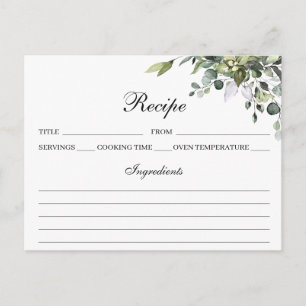 Carte de recette Eucalyptus Watercolor