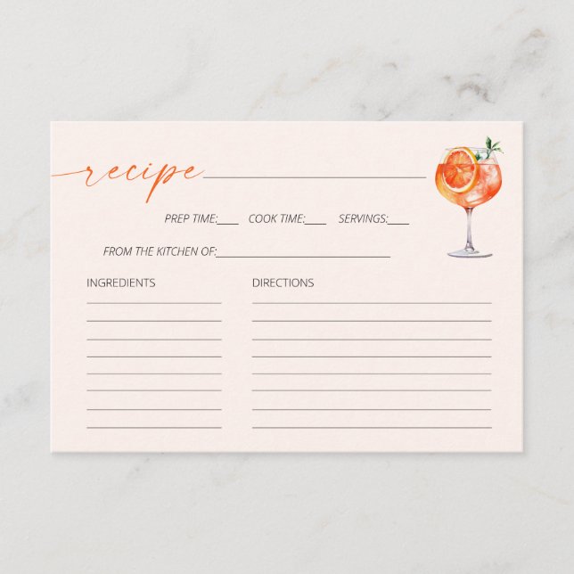 Carte de recette Fête des mariées Aperol Spritz (Devant)
