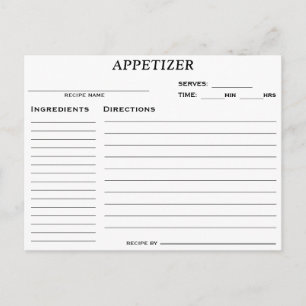 Carte de recette Fête des mariées Appetizer