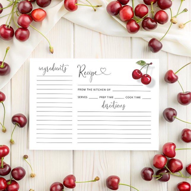 Carte de recette Fête des mariées cerise d'aquarel (Créateur téléchargé)