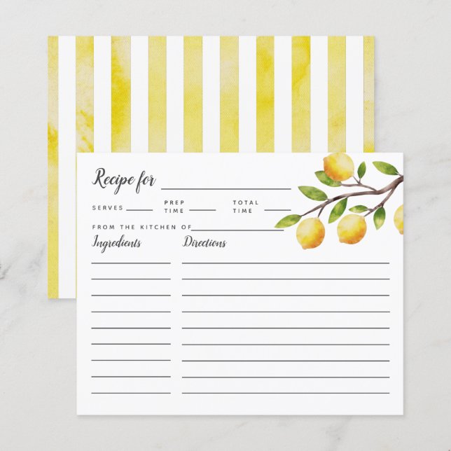 Carte de recette Fête des mariées citron-arbre (Devant / Derrière)