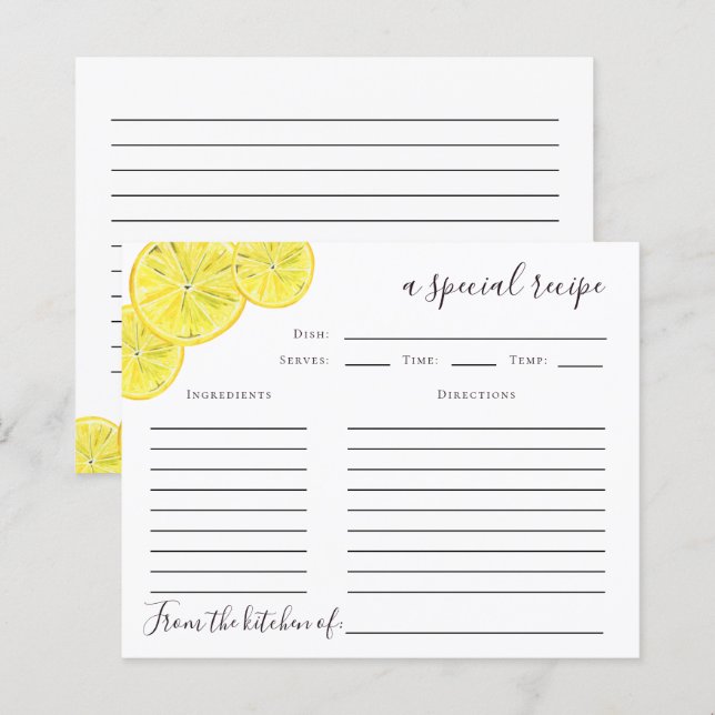 Carte de recette Fête des mariées Citrus citron (Devant / Derrière)