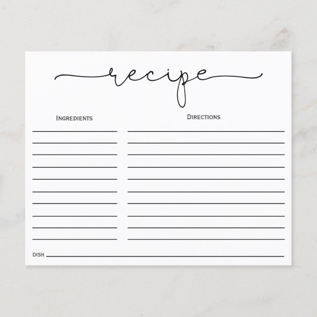 Carte de recette Fête des mariées de calligraphie  (Devant)