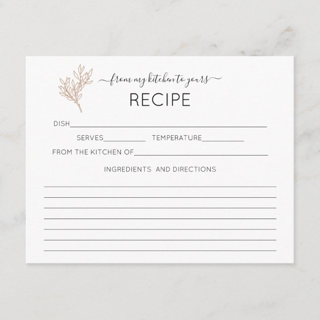 Carte de recette Fête des mariées de calligraphie  (Devant)