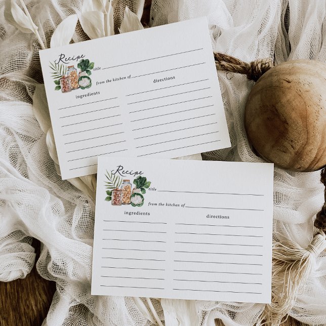 Carte de recette Fête des mariées de marché agrico (Bridal shower recipe cards with a sweet farmers market theme)