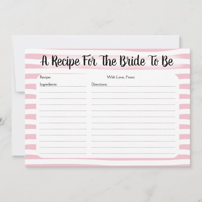 Carte de recette Fête des mariées en bande rose (Devant)
