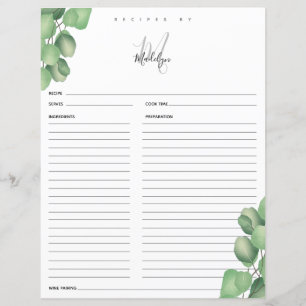 Carte de recette Fête des mariées Eucalyptus