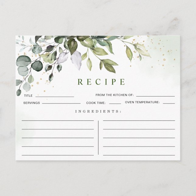 Carte de recette Fête des mariées Eucalyptus coule (Devant)