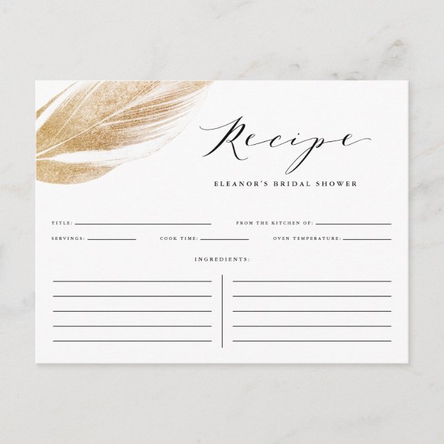 Carte de recette Fête des mariées feuille Parties  (Devant)