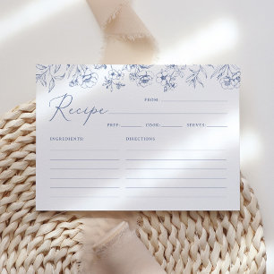Carte de recette Fête des mariées Floral bleu Chin